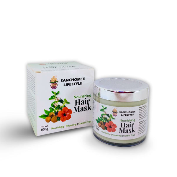 Sanchomee Lifestyle Nourishing Hair Mask jar and box on a white background