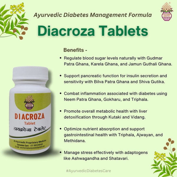 Diacroza Tablets- Ayurvedic Diabetese management formula| Sanchomee Herboveda