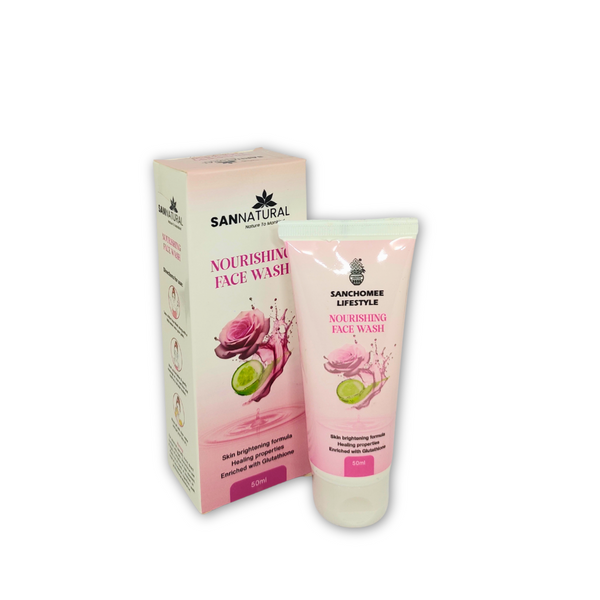 Nourishing Face Wash – Ayurvedic Skin Brightening Cleanser with Glutathione, Kojic & Glycolic Acid | Sannatural
