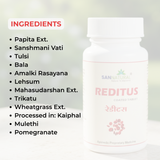 Bottle of Reditus with a list of ingredients 
