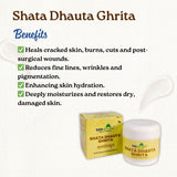 Shatdhaut Ghrita Cream – Ayurvedic soothing cream made with pure cow ghee for skin repair, hydration and nourishment. Helps with eczema, dermatitis, burns, cracked skin, fine lines, wrinkles and sunburn relief.
