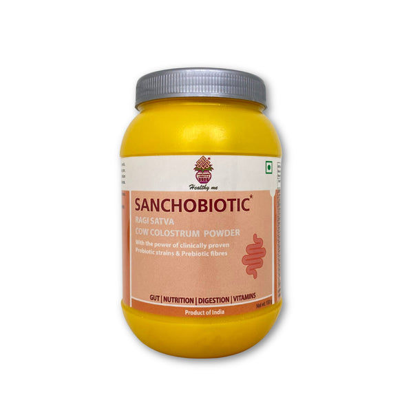 Sanchobiotic Ragi Satva with Cow Colostrum Powder | Probiotic & Prebiotic Supplement for Gut Health & Immunity | Rich in Nutrition, Vitamins | Sanchomeee Herboveda