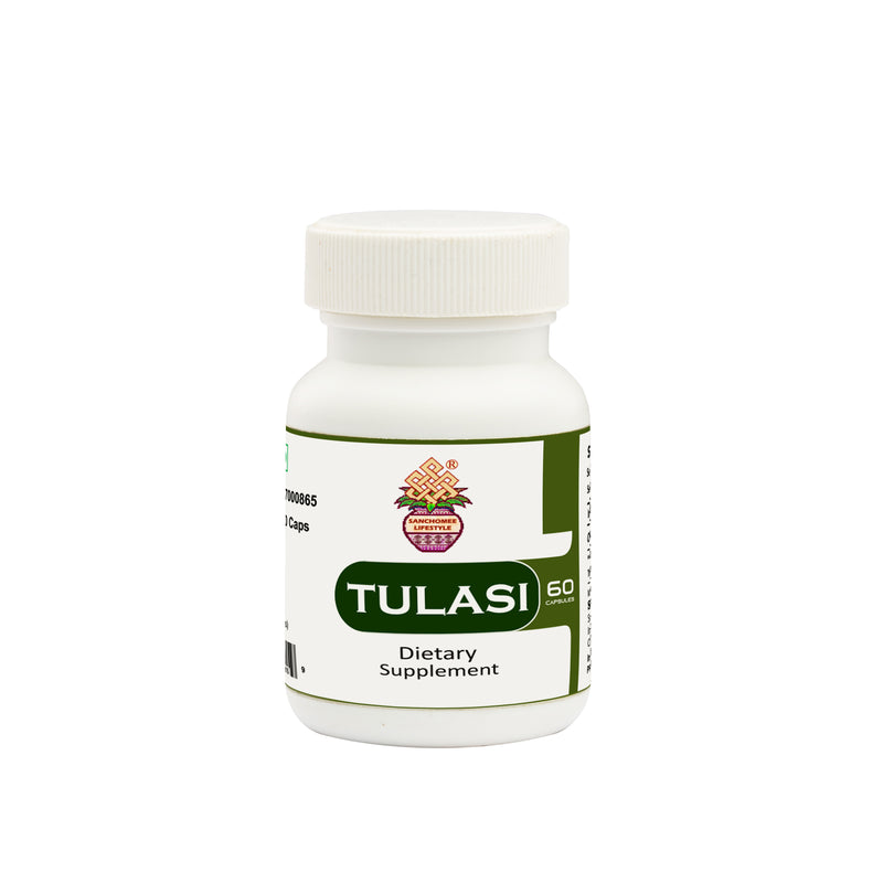 A bottle of Tulasi Capsules