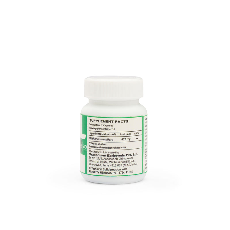 Supplement facts of Ashwagandha Capsules