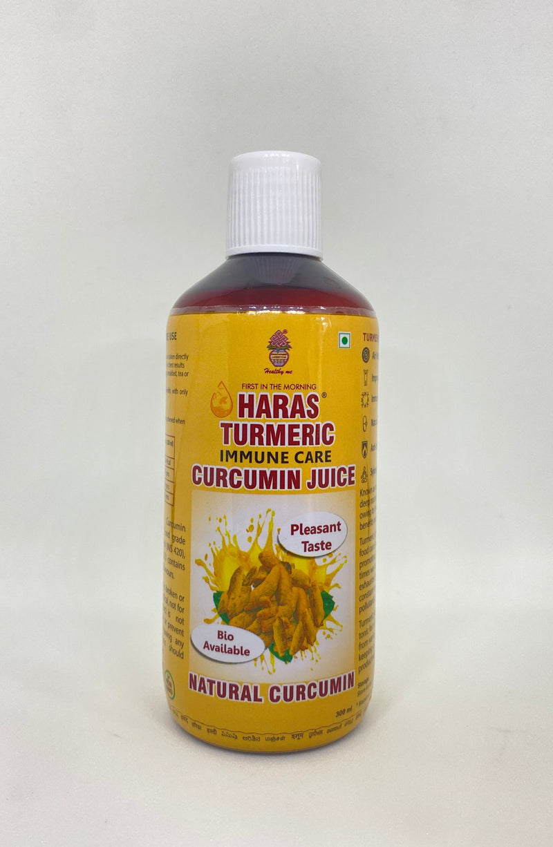 Bottle of Haras Turmeric immune care curcumin juice