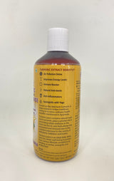 A close-up shot of the Haras turmeric juice bottle with the label clearly visible