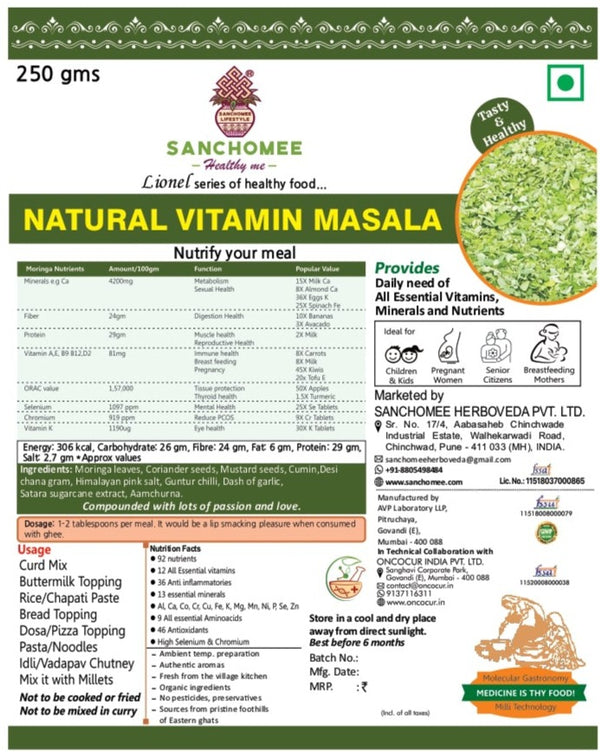Natural vitamin masala lable